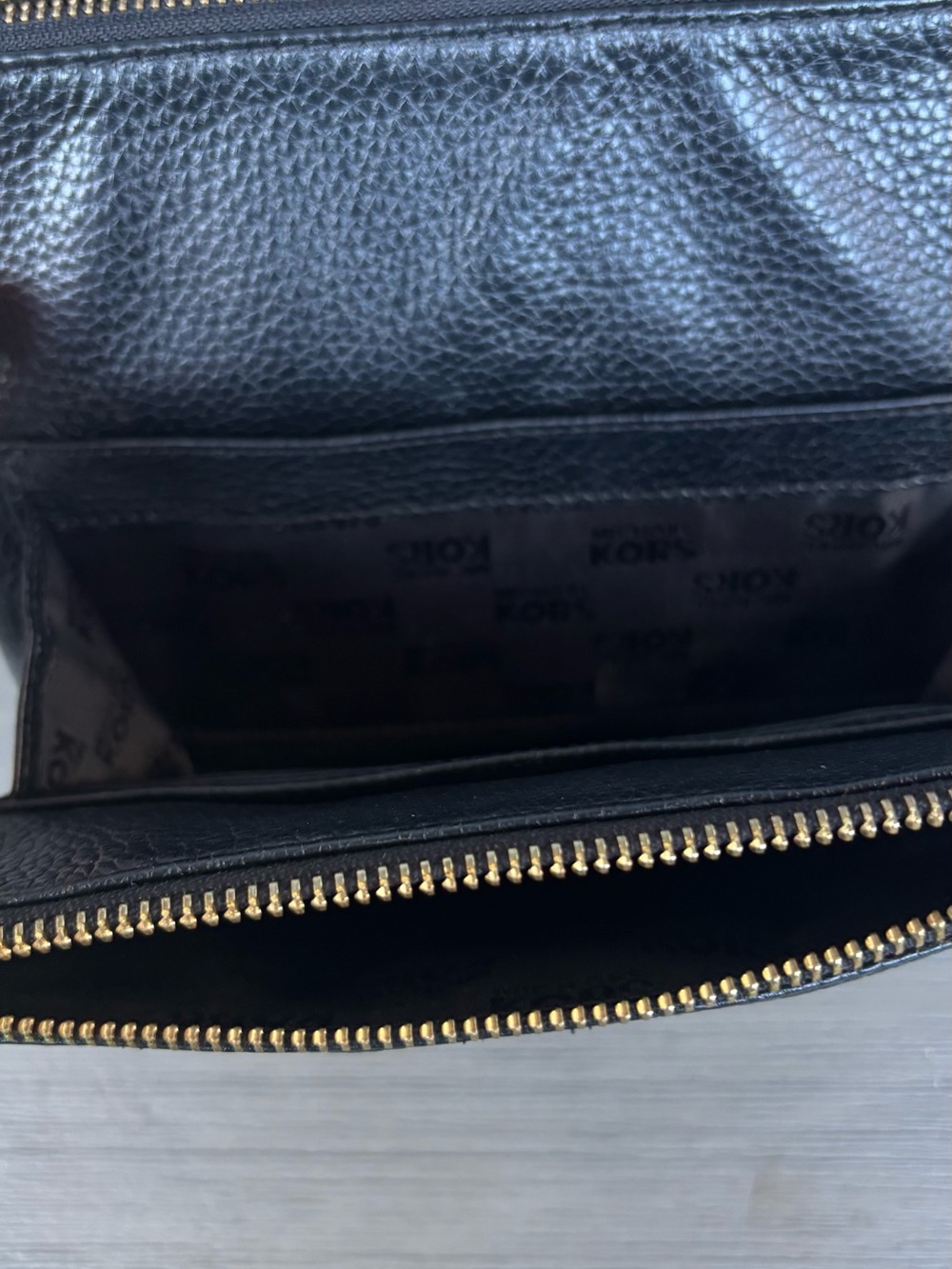 Michael Kors Black Pebbled Leather Crossbody with Gold MK Emblem - Picture 4 of 8
